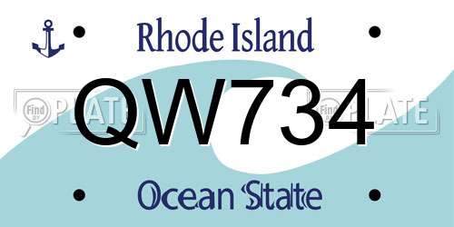 QW734 Rhode Island License Plate