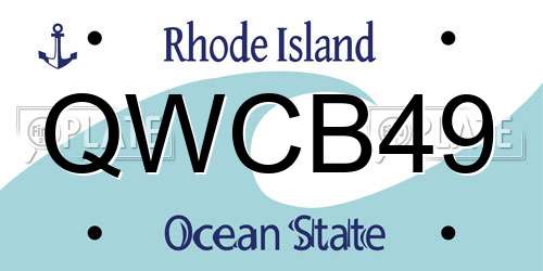 QWCB49 Rhode Island License Plate