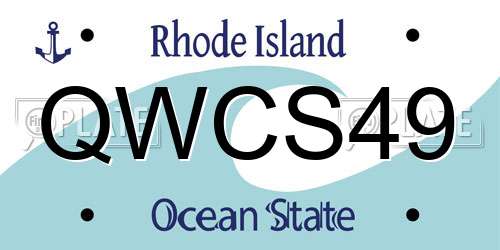 QWCS49 Rhode Island License Plate