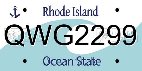 QWG2299 Rhode Island License Plate