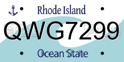 QWG7299 Rhode Island License Plate