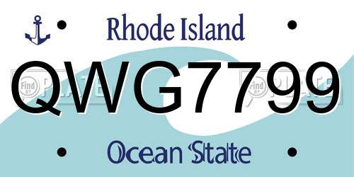 QWG7799 Rhode Island License Plate