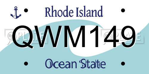 QWM149 Rhode Island License Plate