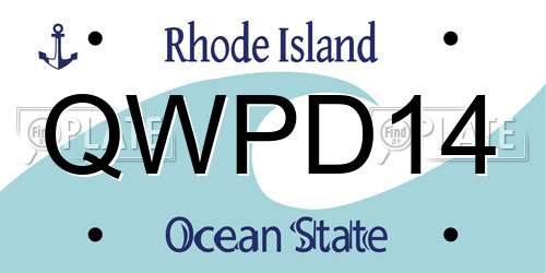 QWPD14 Rhode Island License Plate
