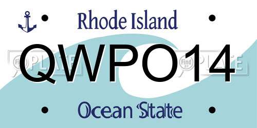 QWPO14 Rhode Island License Plate