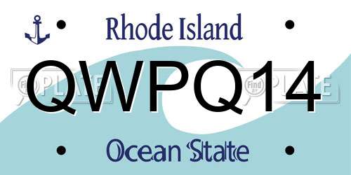 QWPQ14 Rhode Island License Plate