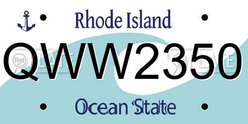 QWW2350 Rhode Island License Plate