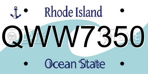 QWW7350 Rhode Island License Plate