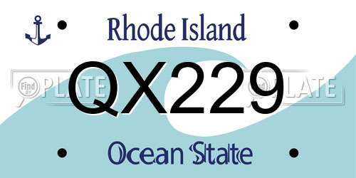 QX229 Rhode Island License Plate