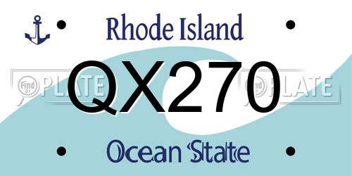 QX270 Rhode Island License Plate