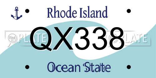 QX338 Rhode Island License Plate