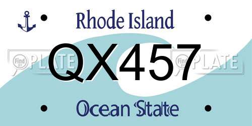 QX457 Rhode Island License Plate