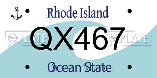QX467 Rhode Island License Plate