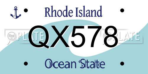 QX578 Rhode Island License Plate
