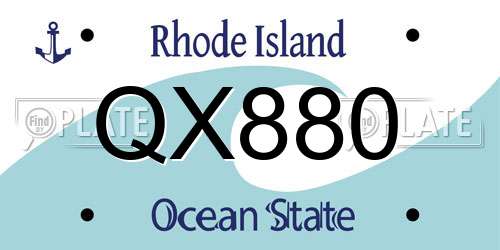 QX880 Rhode Island License Plate