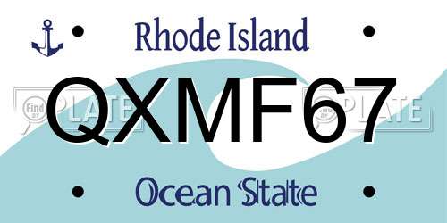 QXMF67 Rhode Island License Plate