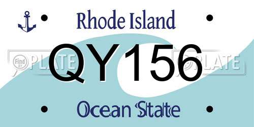 QY156 Rhode Island License Plate