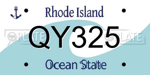 QY325 Rhode Island License Plate