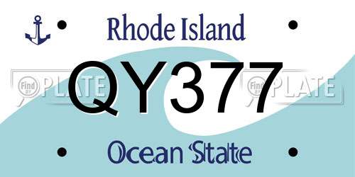 QY377 Rhode Island License Plate
