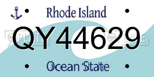 QY44629 Rhode Island License Plate