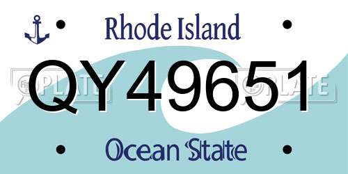 QY49651 Rhode Island License Plate