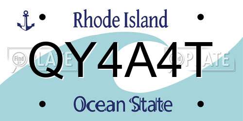 QY4A4T Rhode Island License Plate