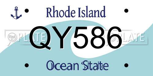 QY586 Rhode Island License Plate