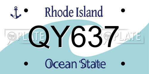 QY637 Rhode Island License Plate