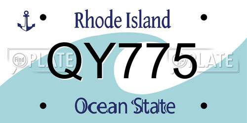 QY775 Rhode Island License Plate