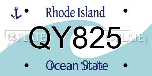QY825 Rhode Island License Plate