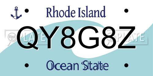 QY8G8Z Rhode Island License Plate
