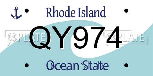QY974 Rhode Island License Plate