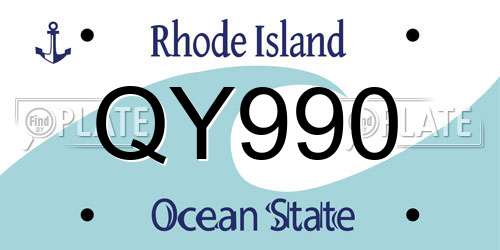 QY990 Rhode Island License Plate