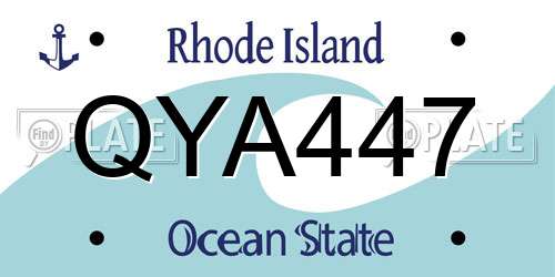 QYA447 Rhode Island License Plate
