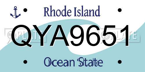 QYA9651 Rhode Island License Plate
