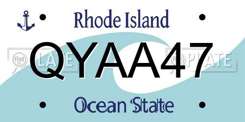 QYAA47 Rhode Island License Plate