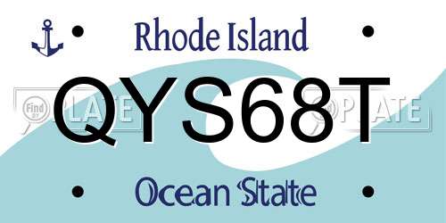 QYS68T Rhode Island License Plate