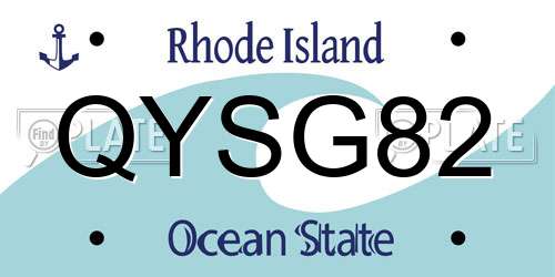 QYSG82 Rhode Island License Plate