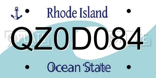 QZ0D084 Rhode Island License Plate