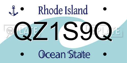 QZ1S9Q Rhode Island License Plate