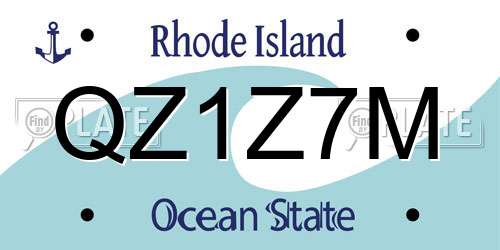 QZ1Z7M Rhode Island License Plate