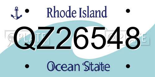 QZ26548 Rhode Island License Plate