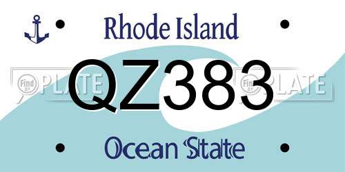 QZ383 Rhode Island License Plate