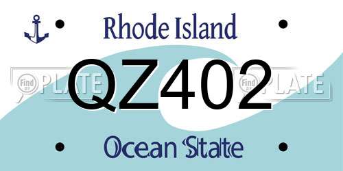 QZ402 Rhode Island License Plate
