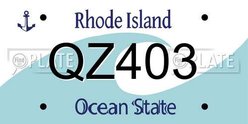 QZ403 Rhode Island License Plate