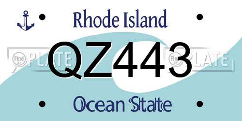 QZ443 Rhode Island License Plate