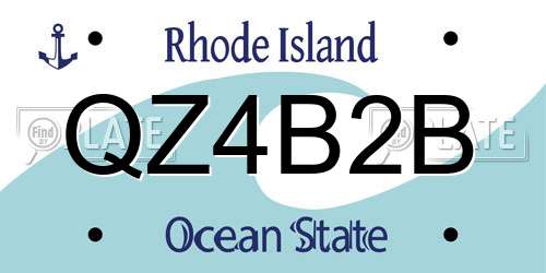QZ4B2B Rhode Island License Plate
