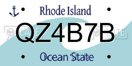 QZ4B7B Rhode Island License Plate