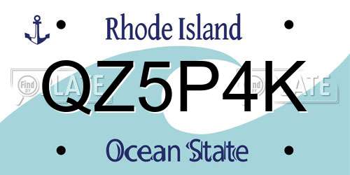 QZ5P4K Rhode Island License Plate