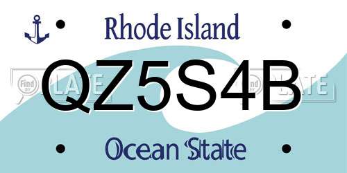 QZ5S4B Rhode Island License Plate